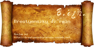 Brestyenszky Ármin névjegykártya